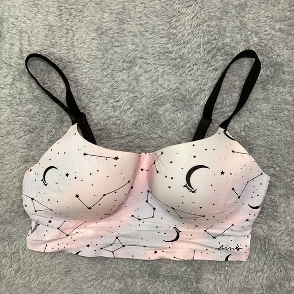 PINK Victoria's Secret Loungin' Scoop lightly lined bra Celestial Print Sz L - Picture 1 of 8